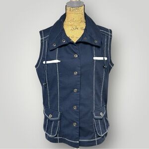 224 - Bellissima Navy Vest with White Stitching